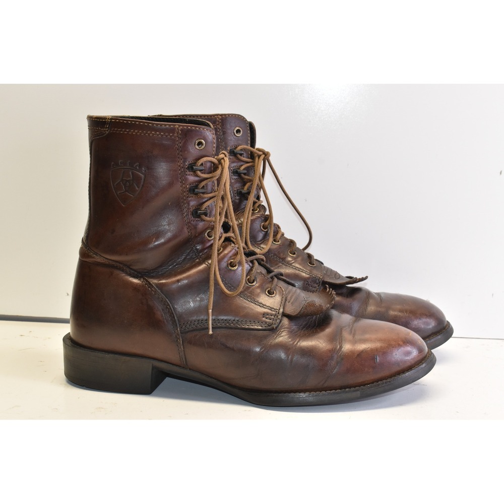 Ariat Heritage Lacer Boots Brown Mens 12 EE Wide Leather Kiltie Western Work